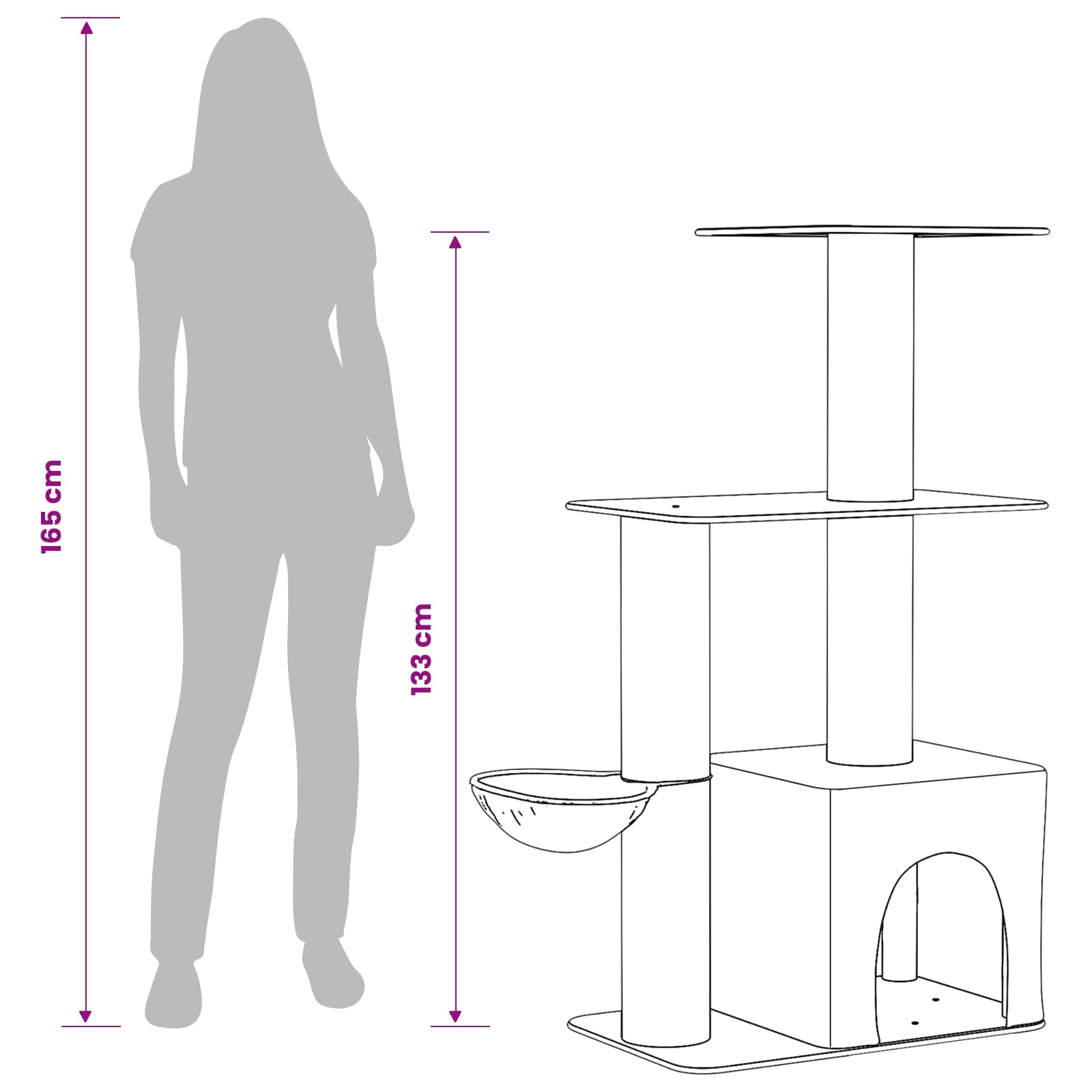 Mačje drvo s sisalnim postoljima za grebanje Svjetlosiva 133 cm