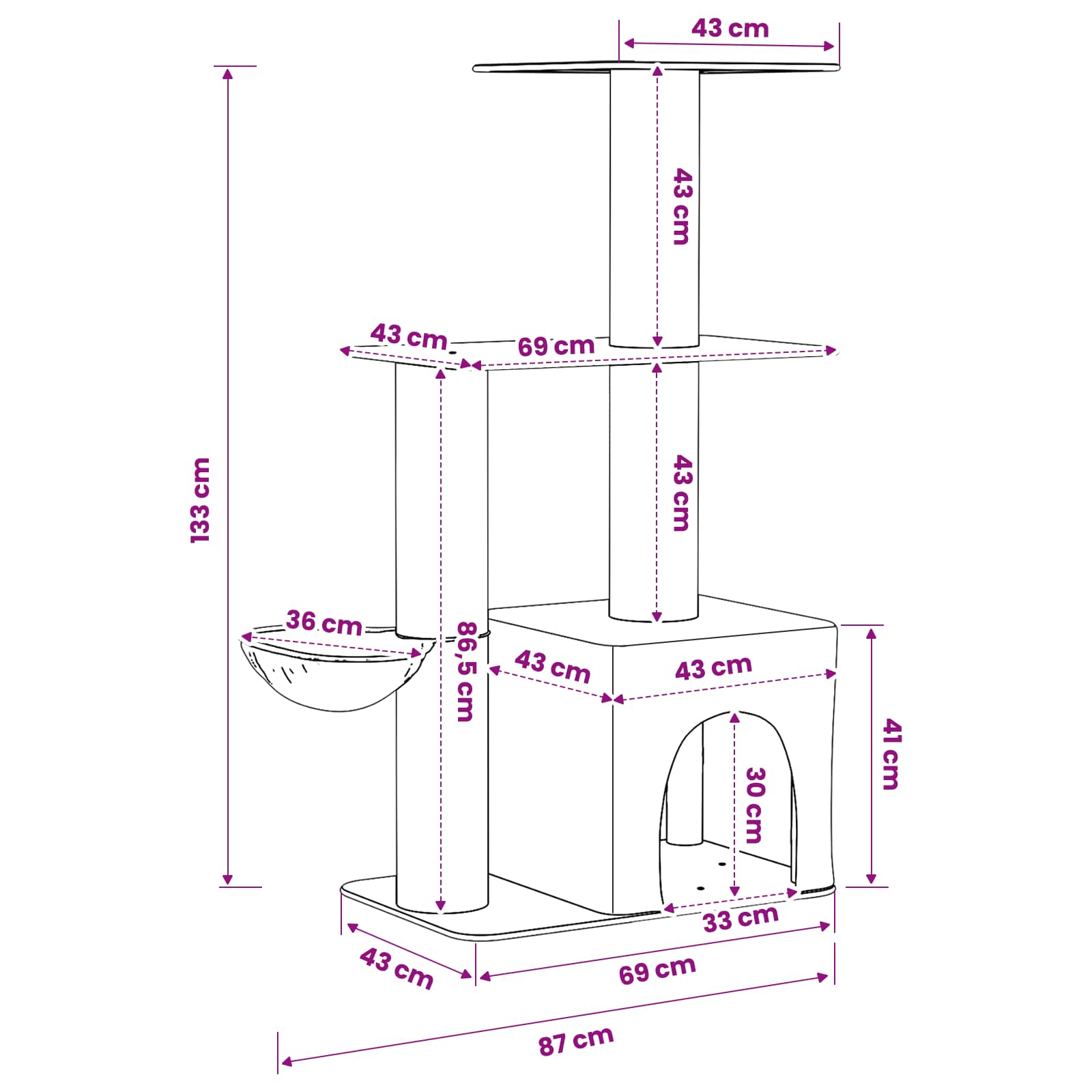 Mačje drvo s sisalnim postoljima za grebanje Svjetlosiva 133 cm