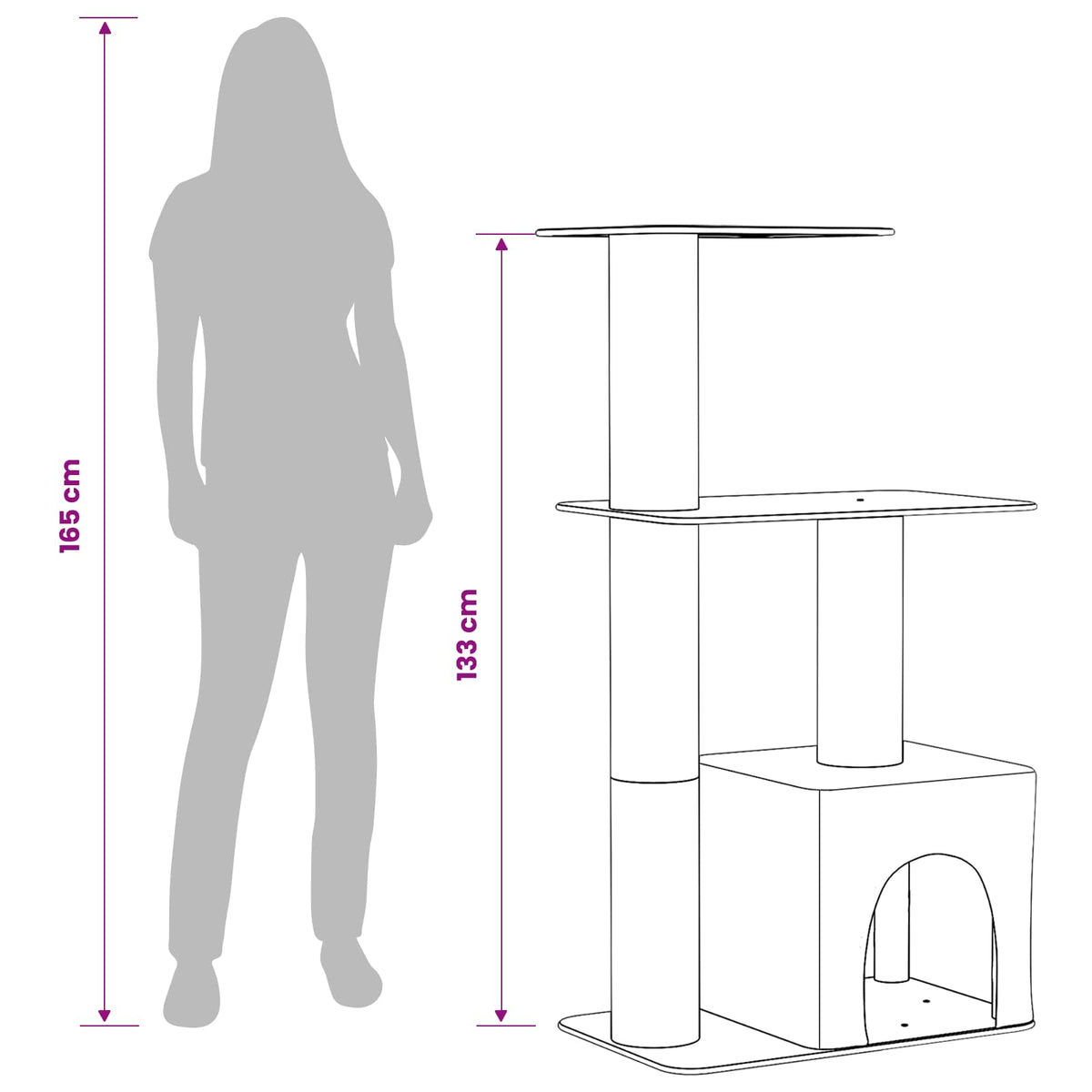 Mačje drvo s sisalnim postoljima za grebanje Tamnosiva 133 cm