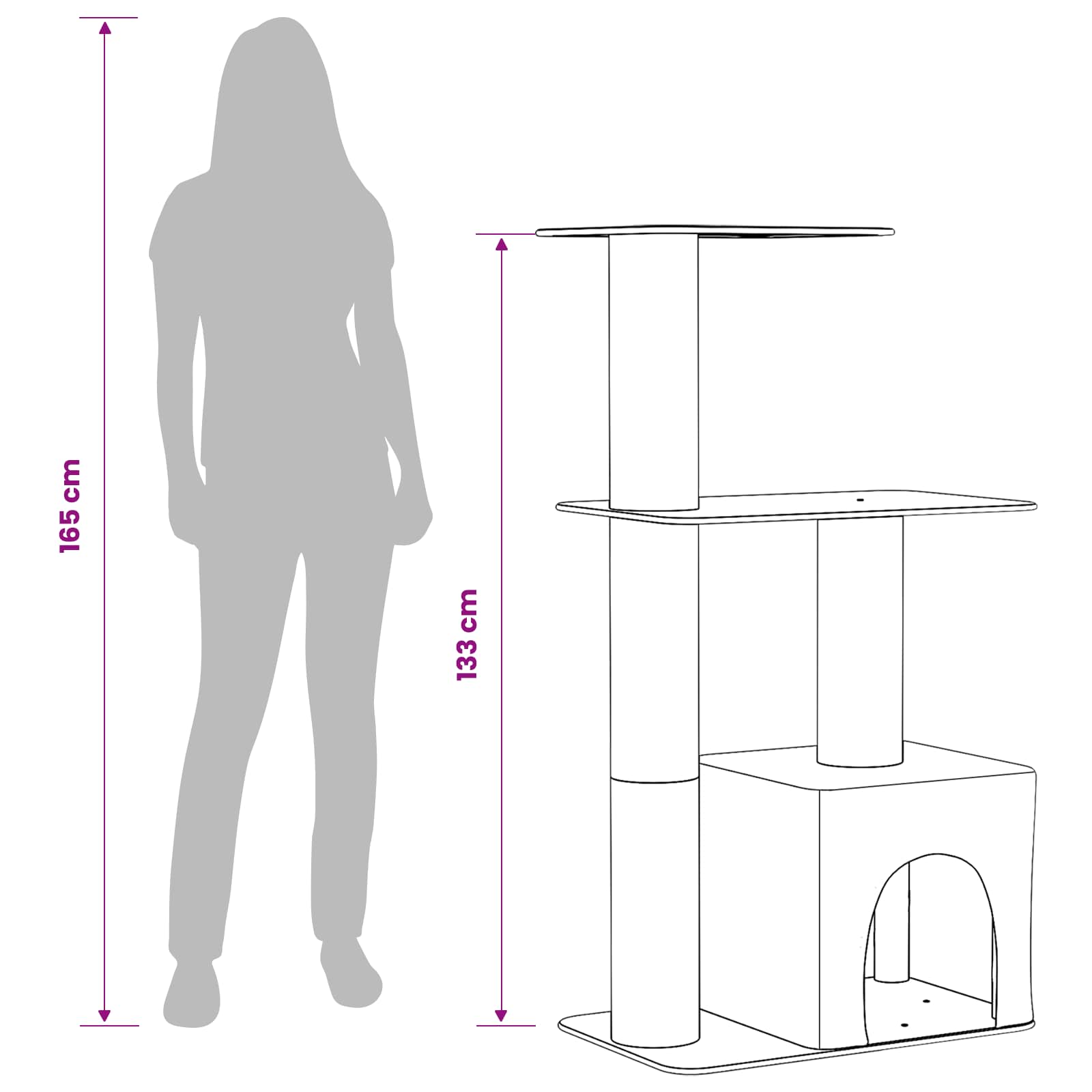 Mačje drvo s sisalnim postoljima za grebanje Krem 133 cm