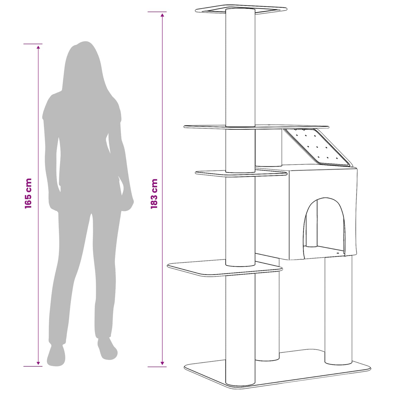 Mačje drvo s sisalnim postoljima za grebanje Tamnosiva 183 cm
