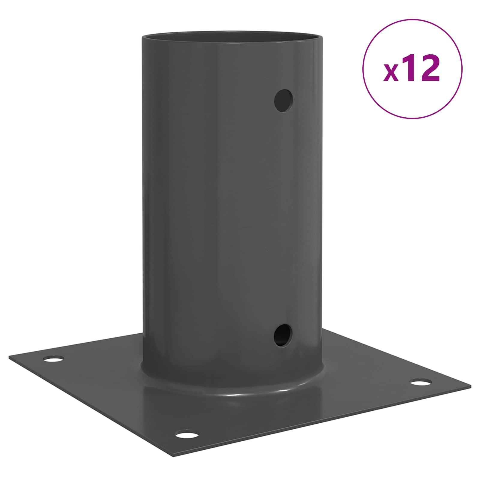 Okrugli sidrište u zemlji 12 pcs Antracit 15 x 15 x 15 cm Metal