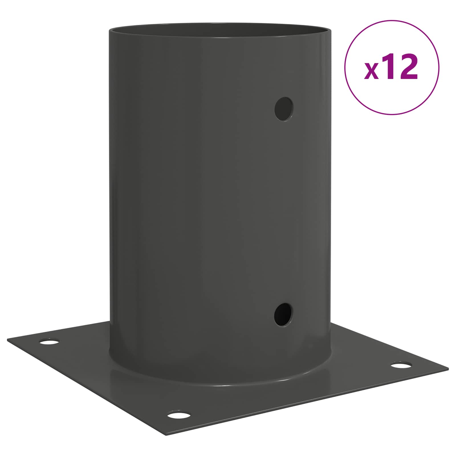 Okrugli sidrište u zemlji 12 pcs Antracit 15 x 15 x 15 cm Metal