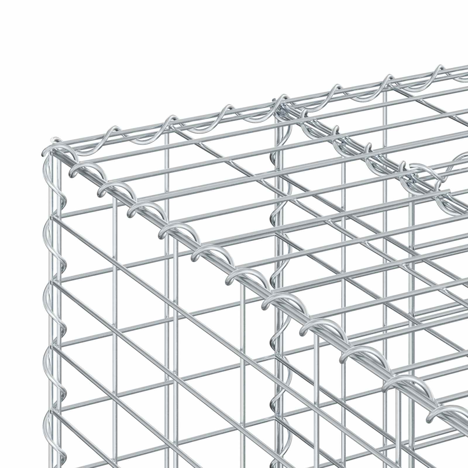 Gabionski uzdignuti krevet 2 pcs Srebrno 260 x 60 x 55 cm
