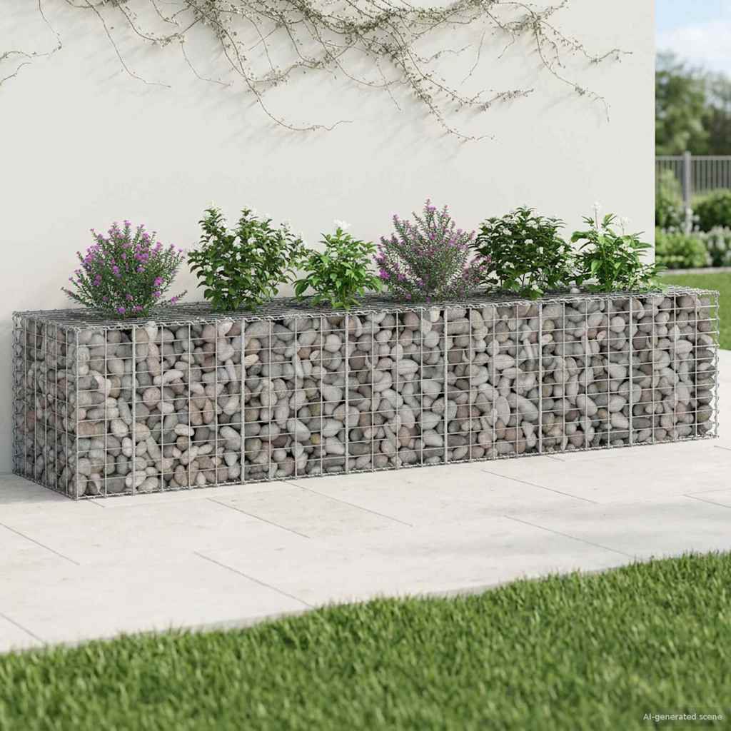 Gabionski uzdignuti krevet 2 pcs Srebrno 260 x 60 x 55 cm