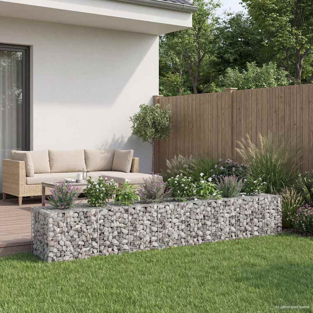 Gabionski uzdignuti krevet 2 pcs Srebrno 340 x 60 x 55 cm