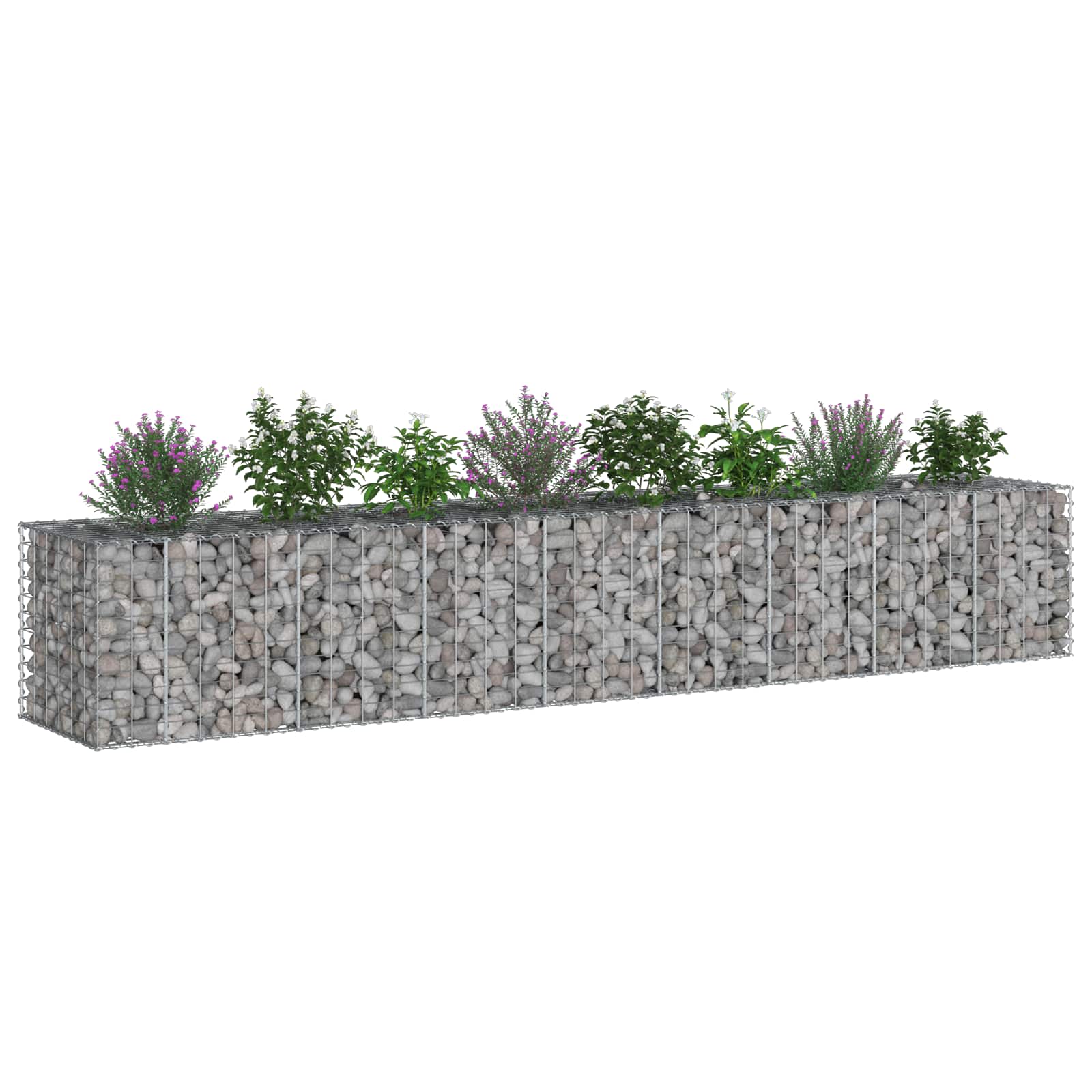 Gabionski uzdignuti krevet 2 pcs Srebrno 340 x 60 x 55 cm