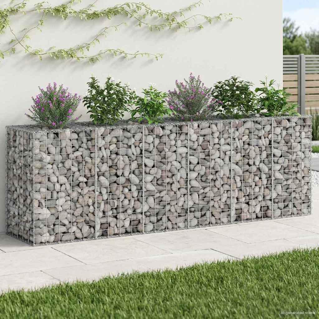 Gabionski uzdignuti krevet 2 pcs Srebrno 250 x 50 x 80 cm