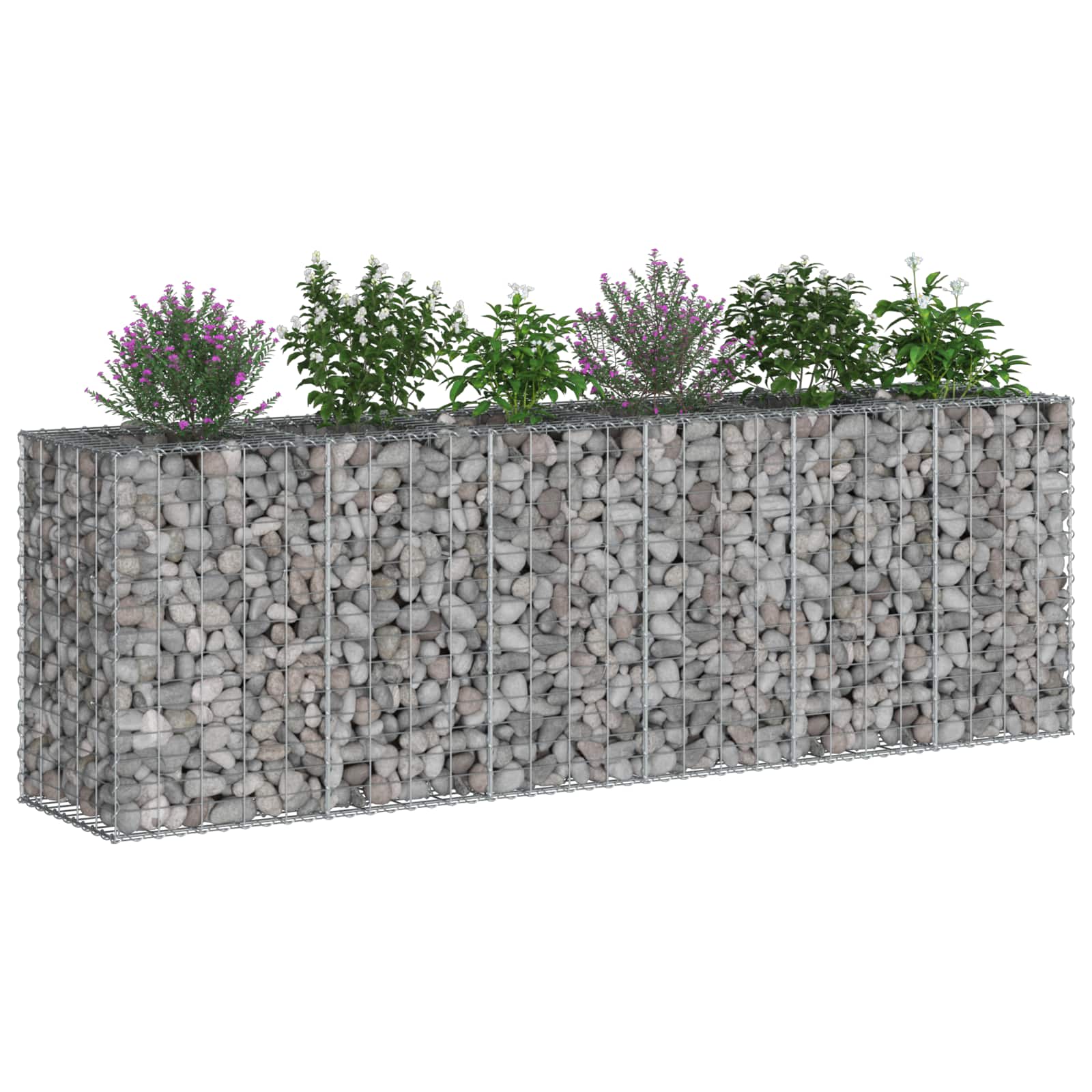 Gabionski uzdignuti krevet 2 pcs Srebrno 250 x 50 x 80 cm