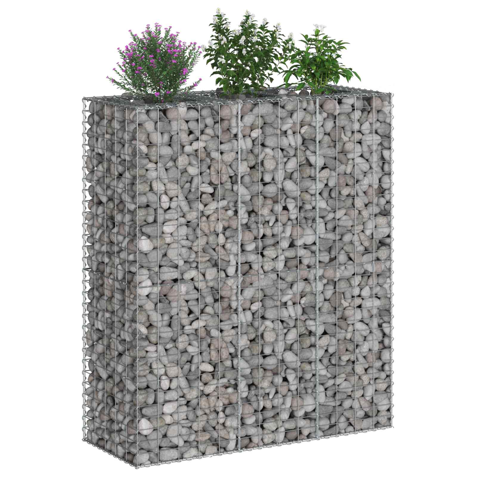 Gabionski uzdignuti krevet 2 pcs Srebrno 130 x 50 x 150 cm
