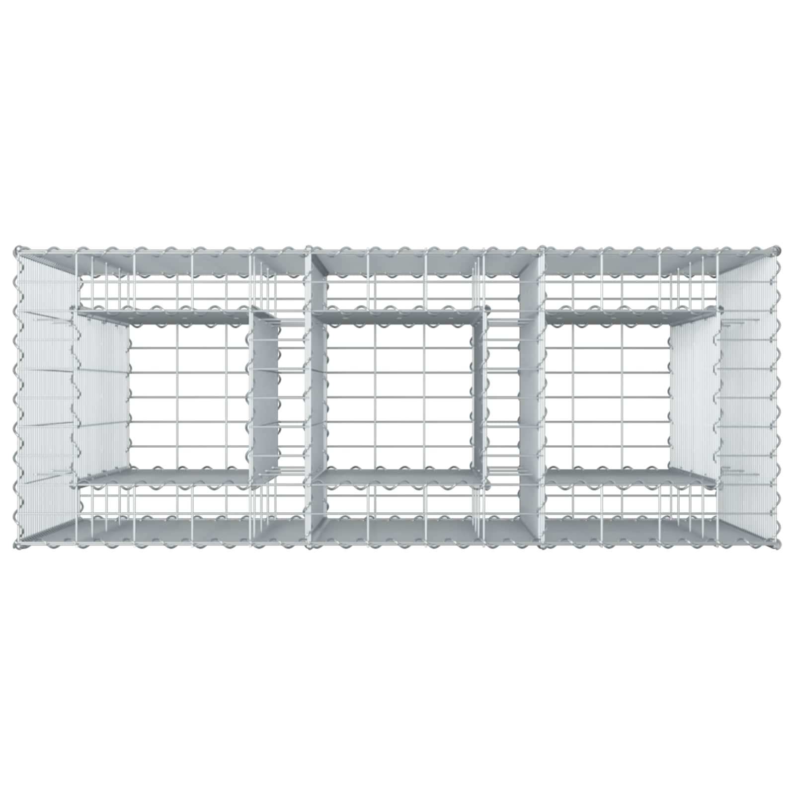 Gabionski uzdignuti krevet 2 pcs Srebrno 130 x 50 x 150 cm