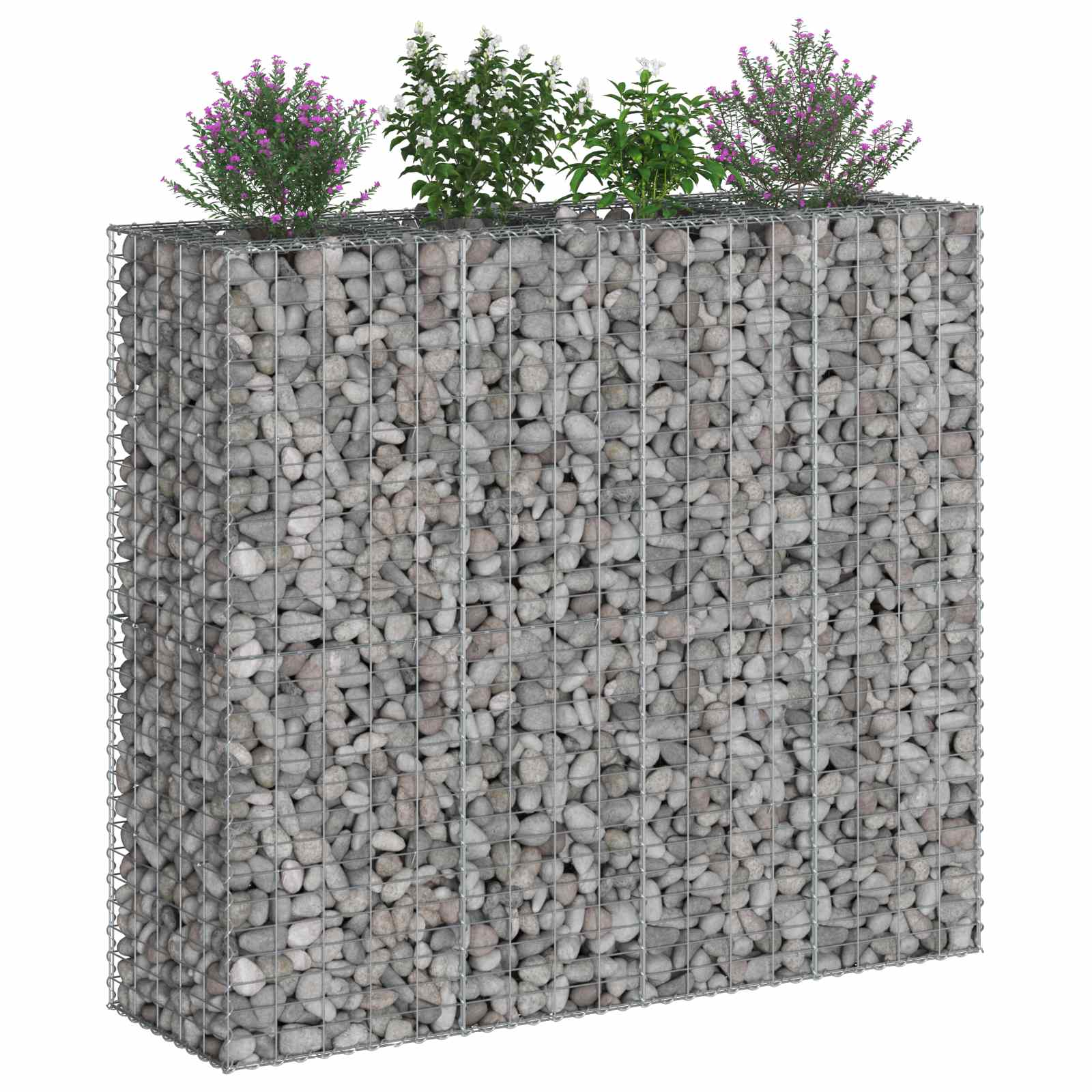 Gabionski uzdignuti krevet 2 pcs Srebrno 170 x 50 x 150 cm