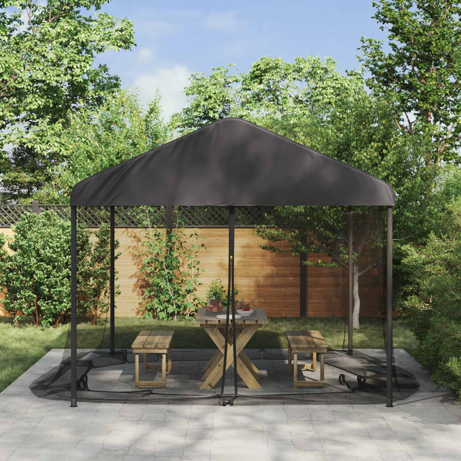 Mreža protiv komaraca za gazebo 220 mesh Crna 4,5 x 3 x 2 m