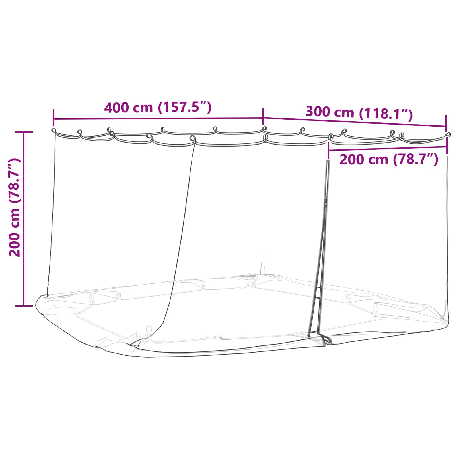 Mreža protiv komaraca za gazebo 220 mesh Bijela 4 x 3 x 2 cm
