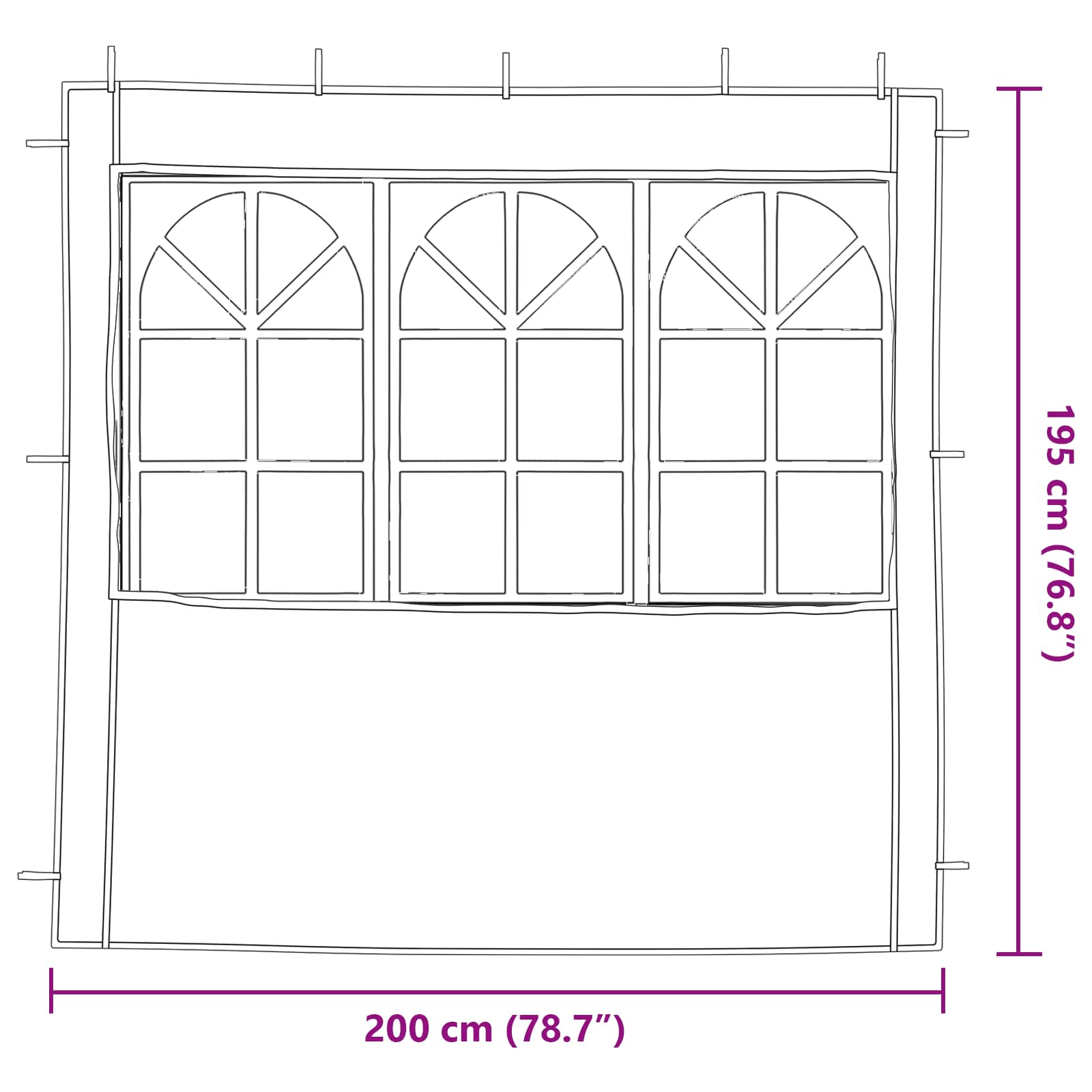Zid šatora za zabavu 2 pcs 200 x 195 cm Plava PE i čelik