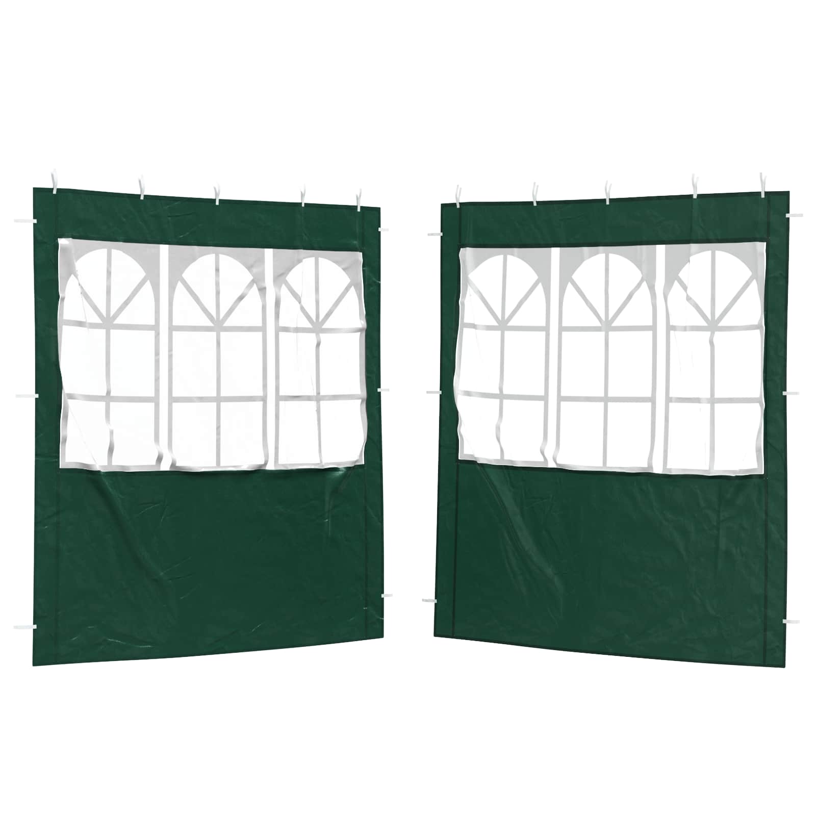 Zid šatora za zabavu 2 pcs 200 x 195 cm Zelena PE i čelik
