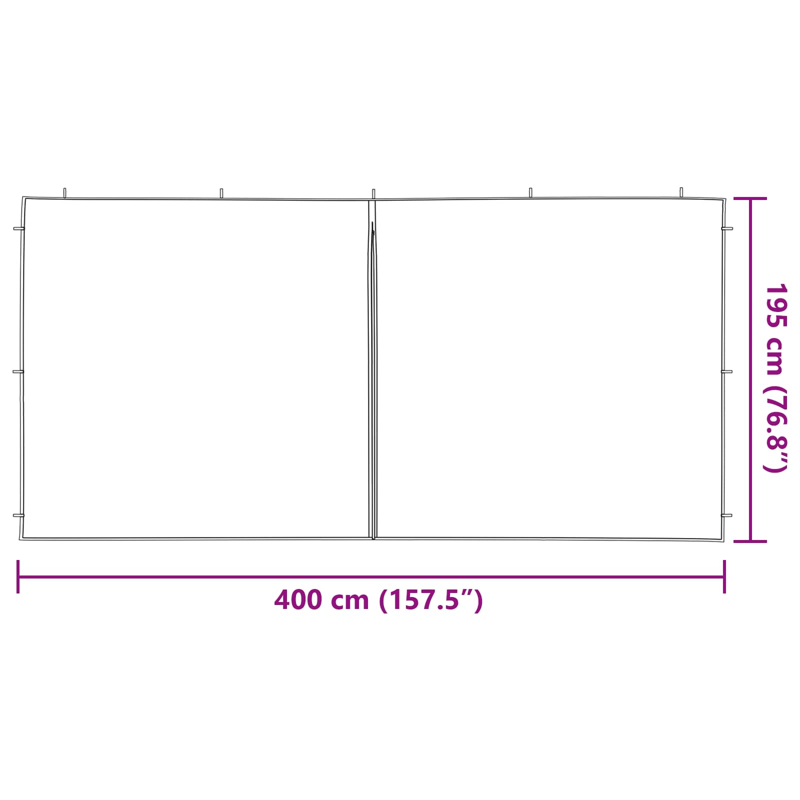 Zid šatora za zabavu 2 pcs Bijela 400 x 195 cm PE i čelik