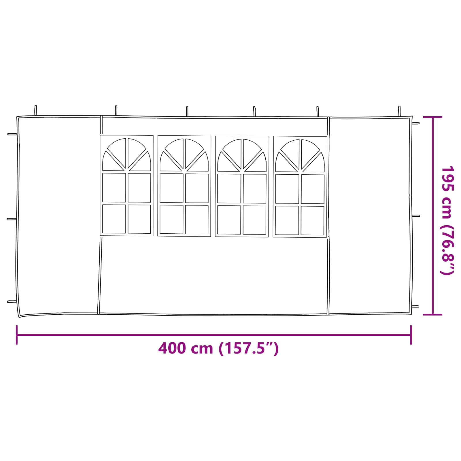 Zid šatora za zabavu 2 pcs 400 x 195 cm Zelena PE i čelik