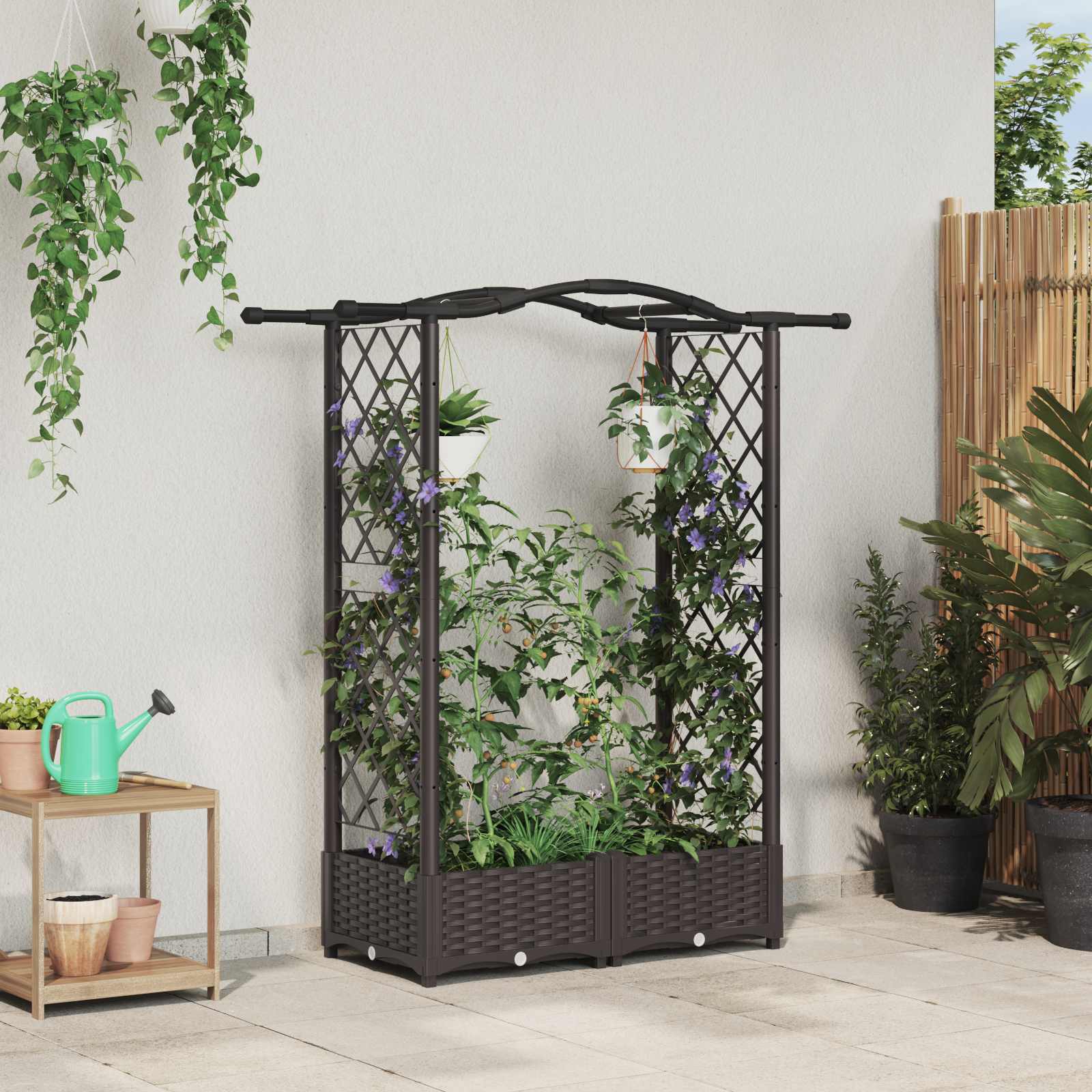 Povišeni krevet s mrežom i krovom Smeđa 124 x 40 x 125 cm PP
