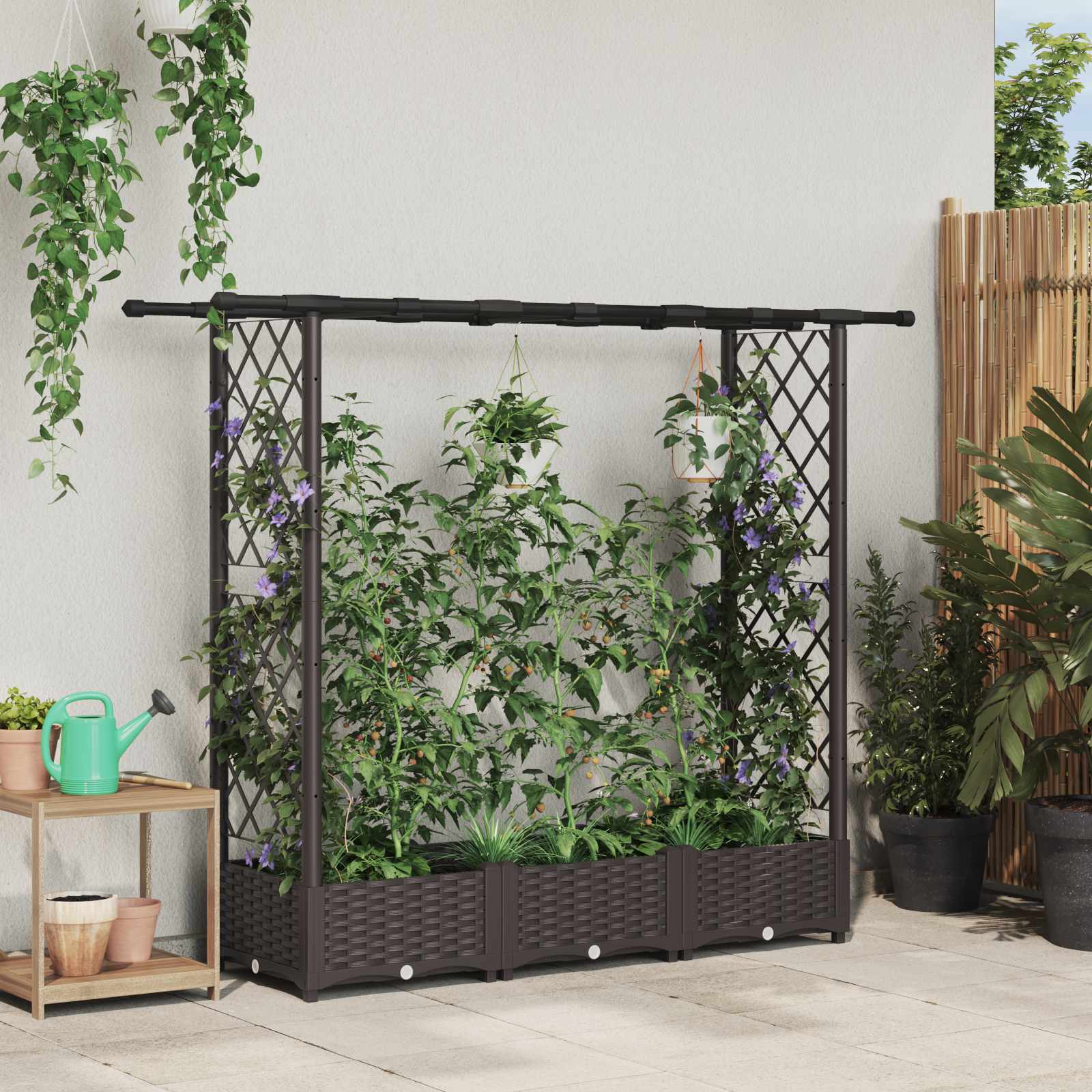 Povišeni krevet s mrežom i krovom Smeđa 164 x 40 x 123 cm PP
