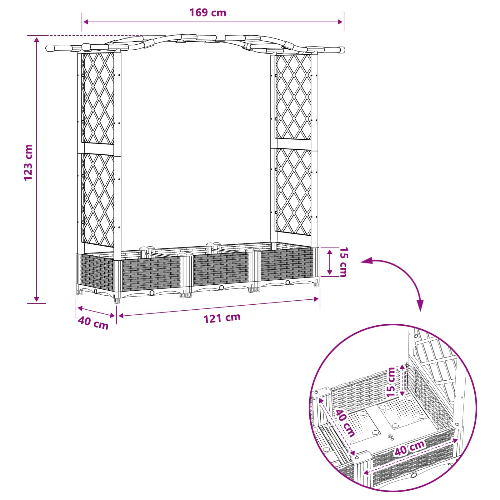 Povišeni krevet s mrežom i krovom Crna 169 x 40 x 125 cm PP