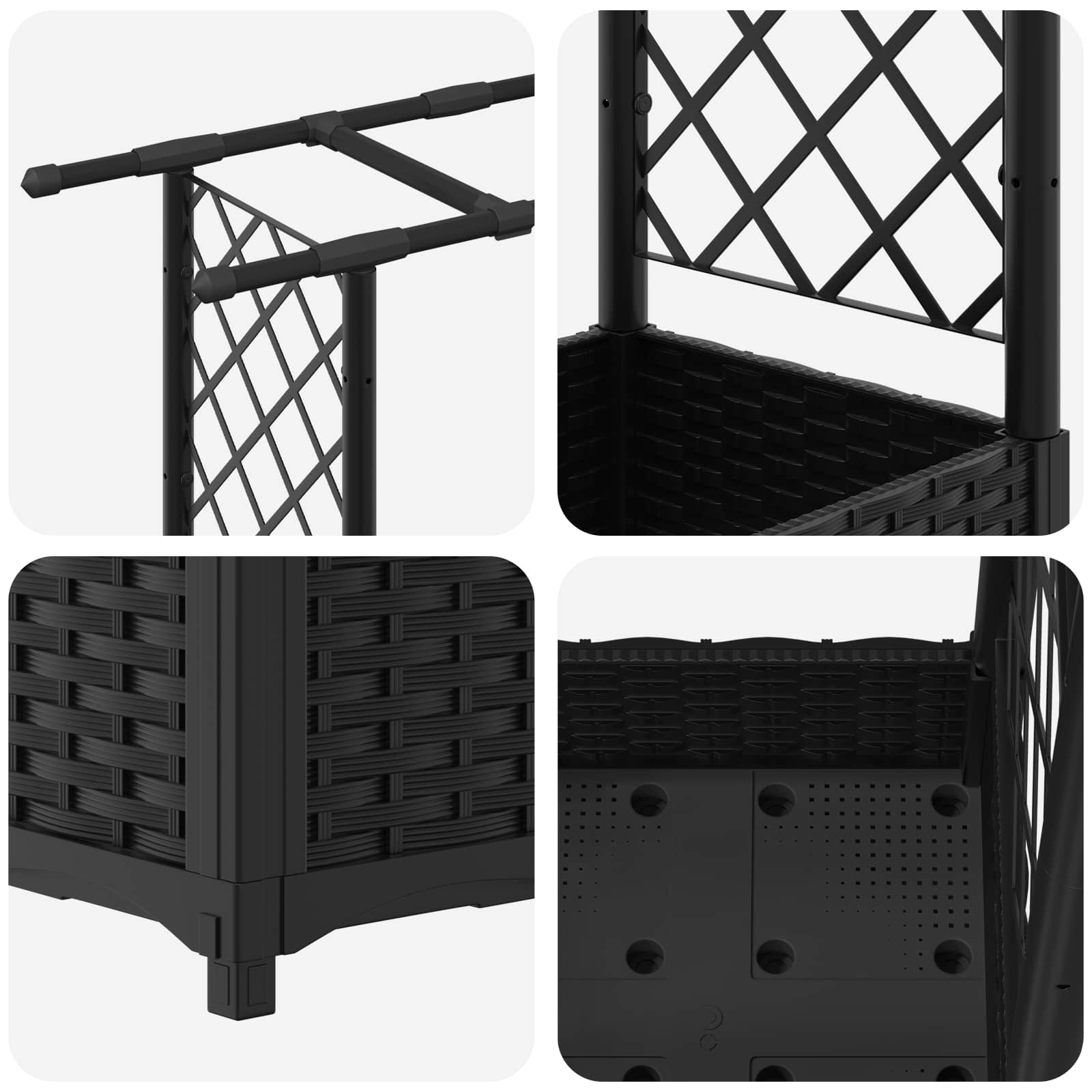 Povišeni krevet s mrežom i krovom Crna 203 x 40 x 123 cm PP