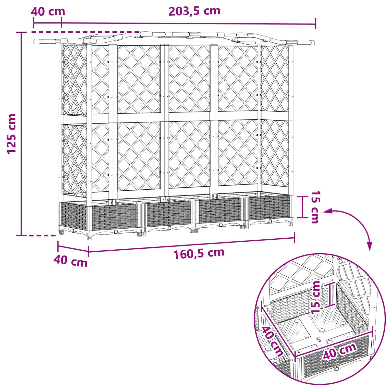Povišeni krevet s mrežom i krovom Sivi 203,5 x 40 x 125 cm PP