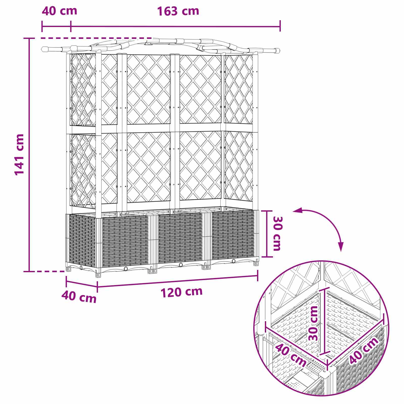 Povišeni krevet s mrežom i krovom Sivi 163 x 40 x 141 cm PP