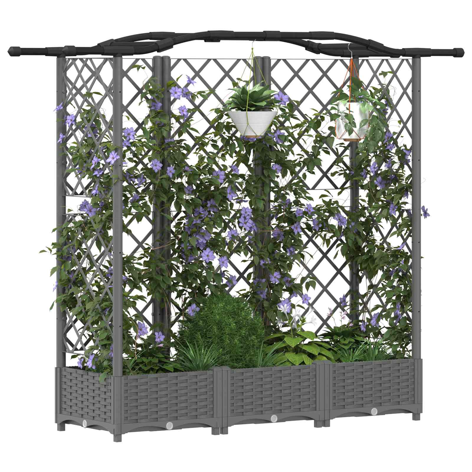 Povišeni krevet s mrežom i krovom Svijetlo siva PP