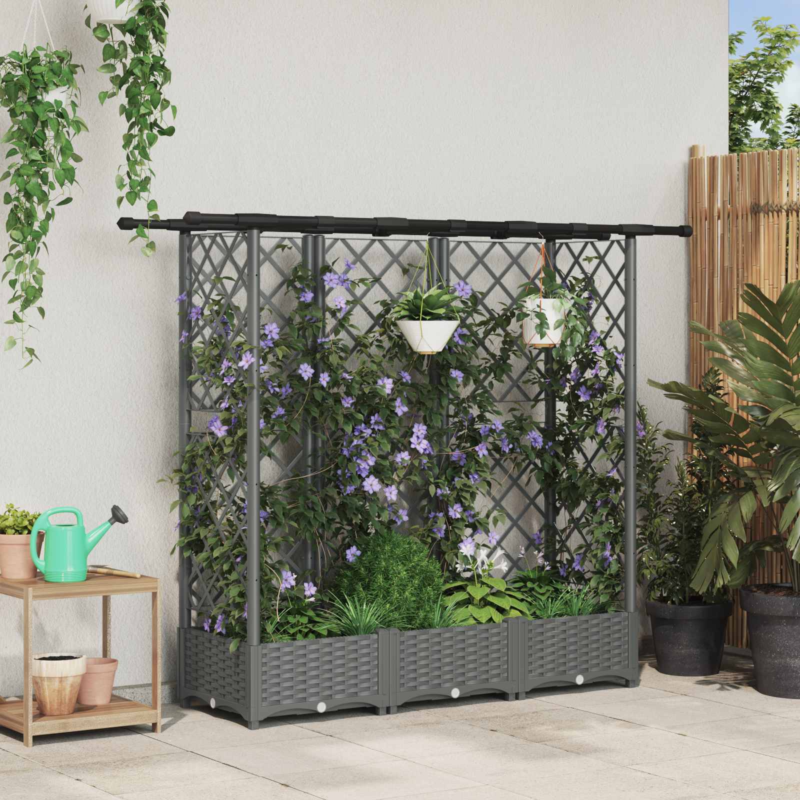 Povišeni krevet s mrežom i krovom Svjetlosiva 164 x 40 x 121 cm