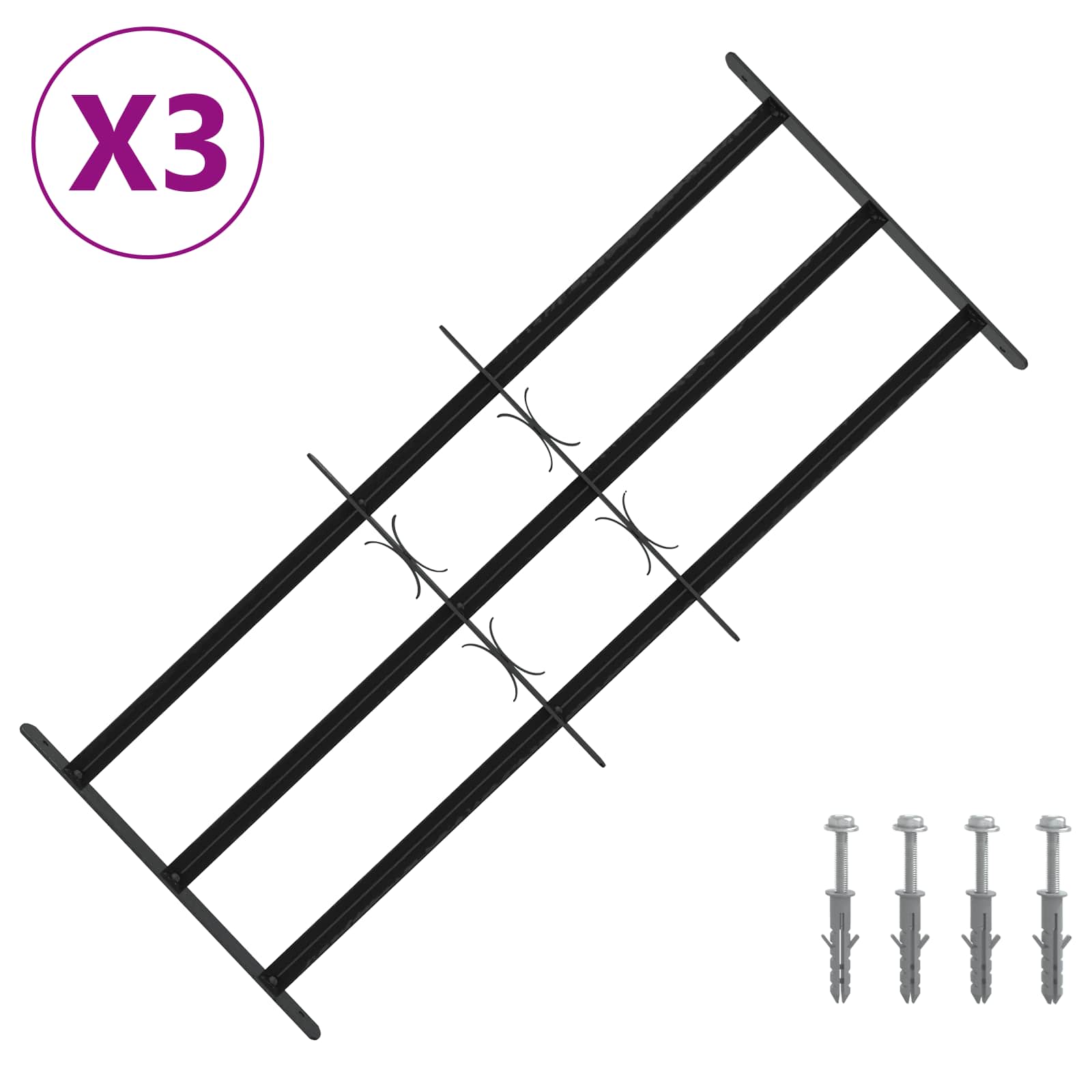 Sigurnosna rešetka za prozore s 3 poprečna okvira 3 pcs