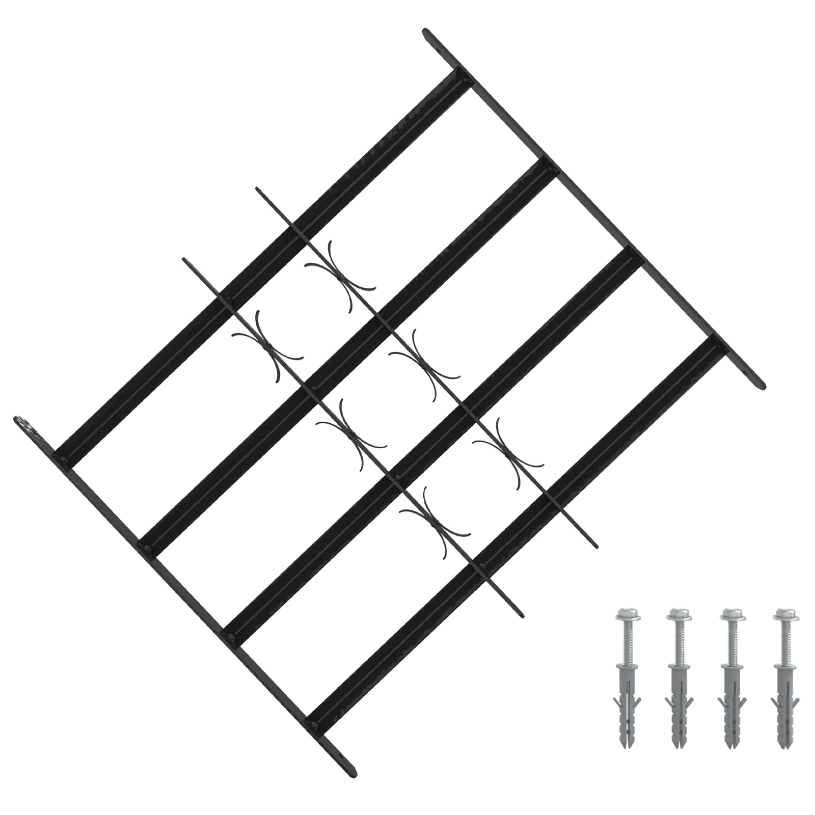 Sigurnosna rešetka za prozore s 4 poprečne šipke 3 pcs 43-74 cm
