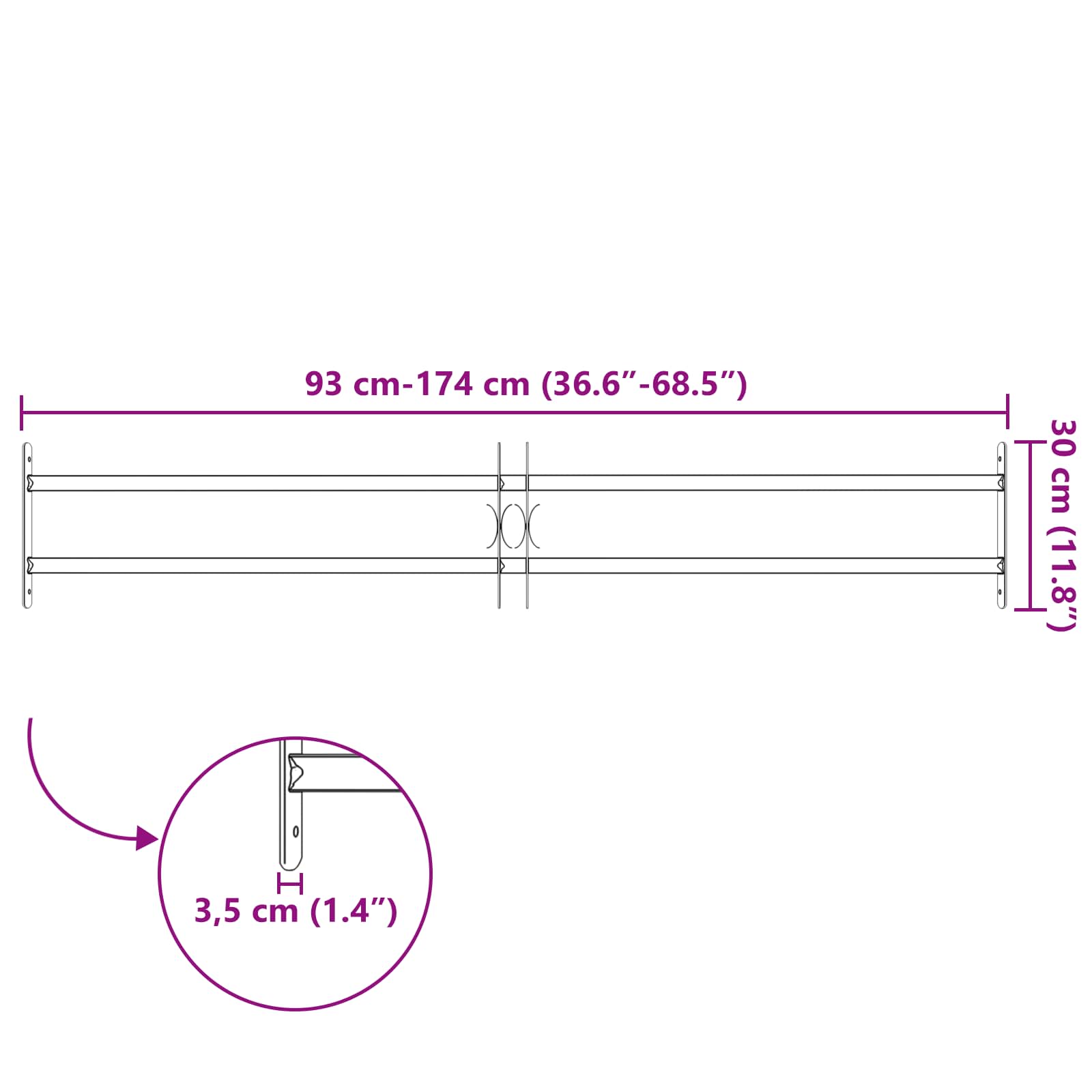 Rešetka za sigurnost prozora s 2 prekrižena nosača 93-174 cm