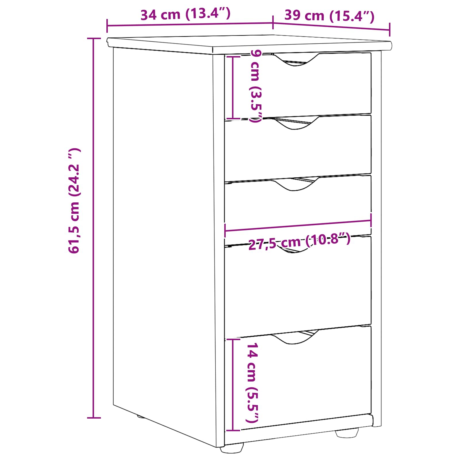 Cabinet Smeđa 34 x 39 x 61,5 cm Čvrsto borovo drvo