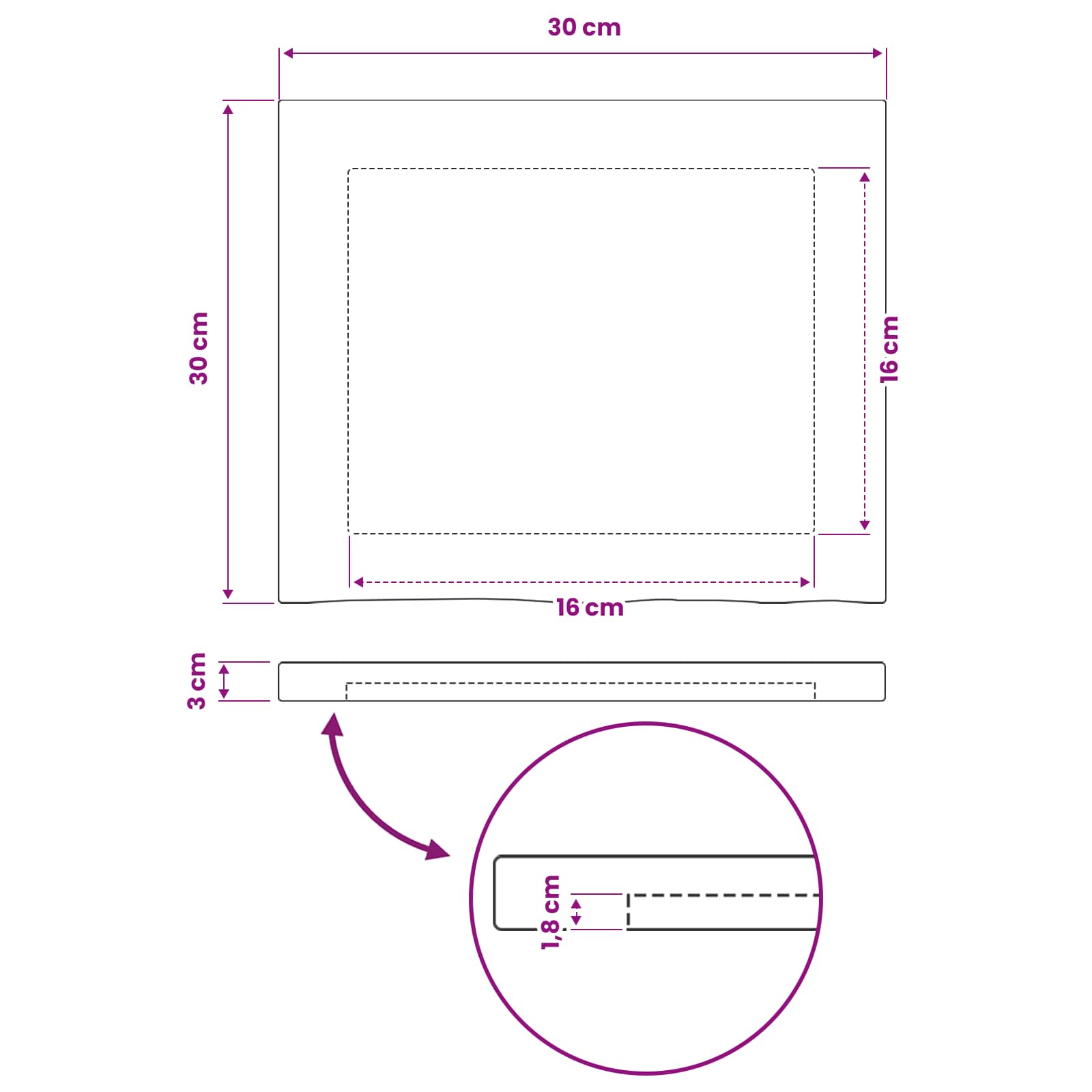 Pravokutni stolni vrh 90 x 50 x 3,5 cm Četvrtasti Tamno smeđa
