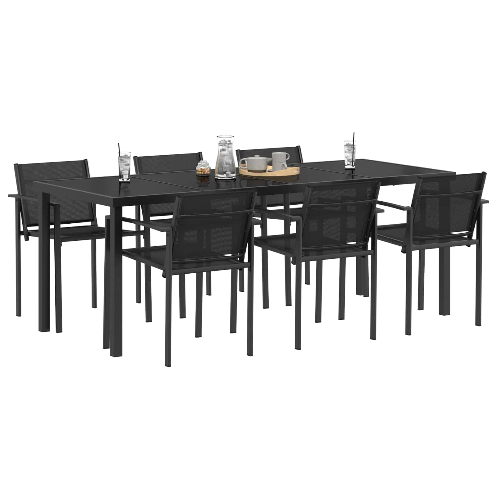 Set vanjskog namještaja 7 pcs Crna i antracit Tekstilen