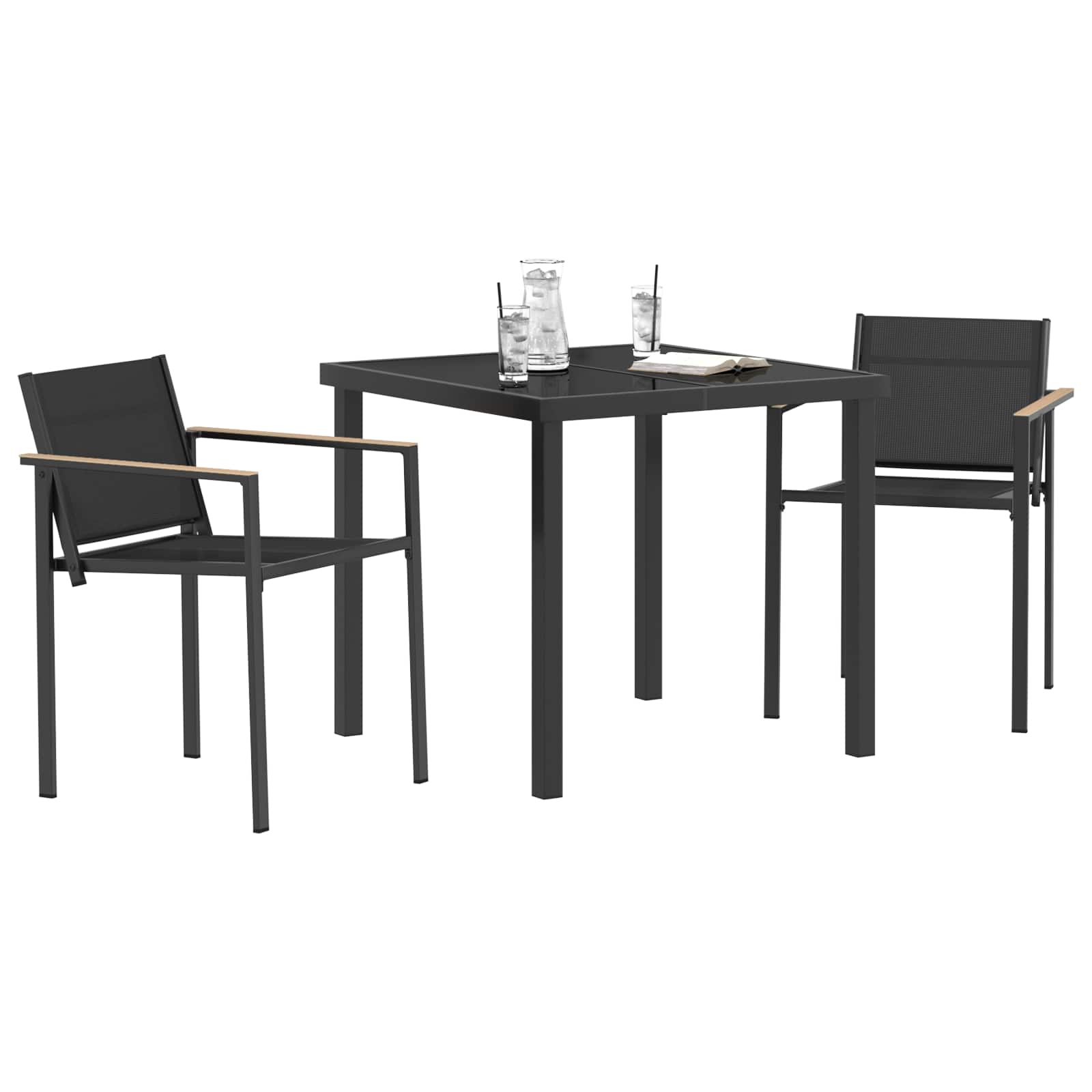 Set vanjskog namještaja 3 pcs Crna i antracit 80 x 80 x 73 cm