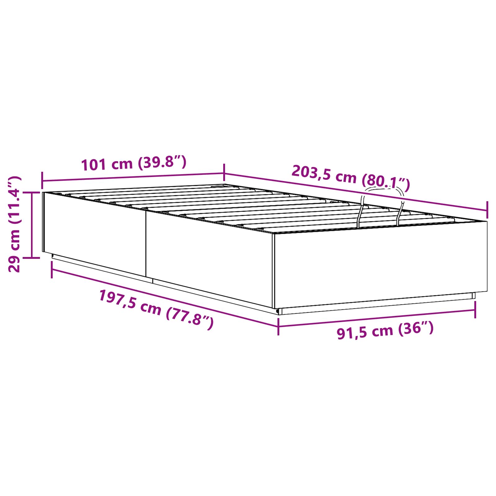 Otomanski krevet Bijeli 100 x 200 cm Masivna borovina