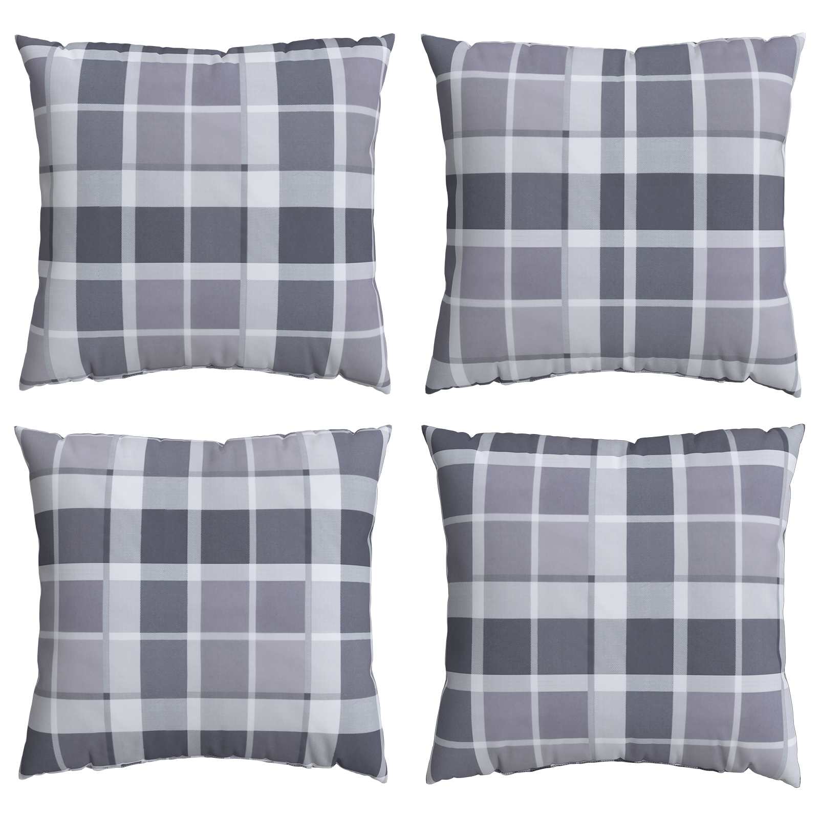 Jastučić za van Kockasto 4 pcs Sivi karirani 60 x 60 cm Tkanina