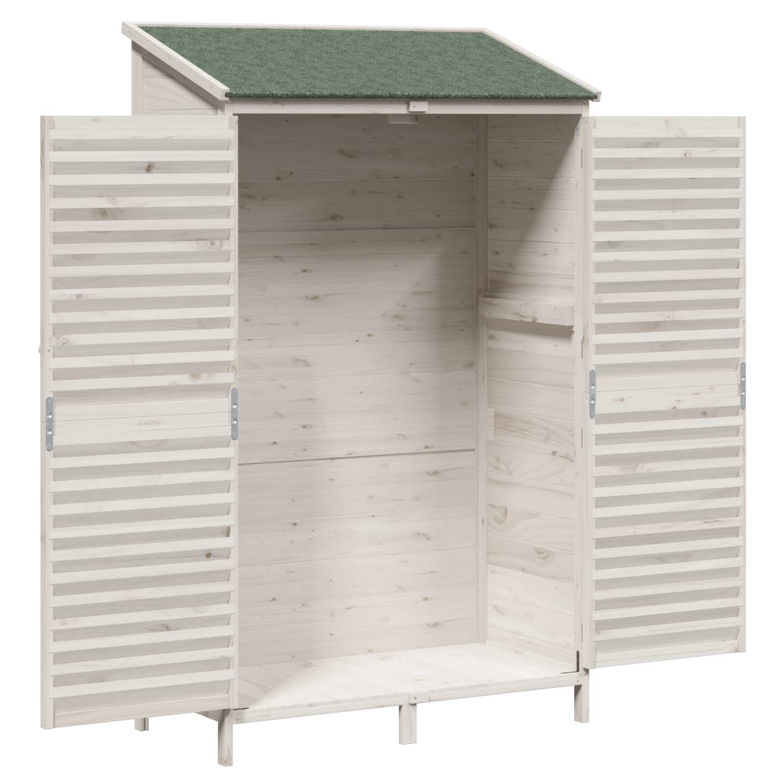 Vrtna Šupa s krovom Bijela 106 x 56 x 176,5 cm Čvrsto drvo jele