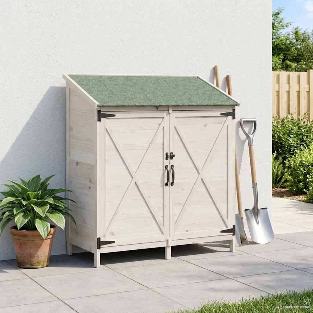 Vrtna Šupa s krovom Bijela 106 x 56 x 113,5 cm Čvrsto drvo jele