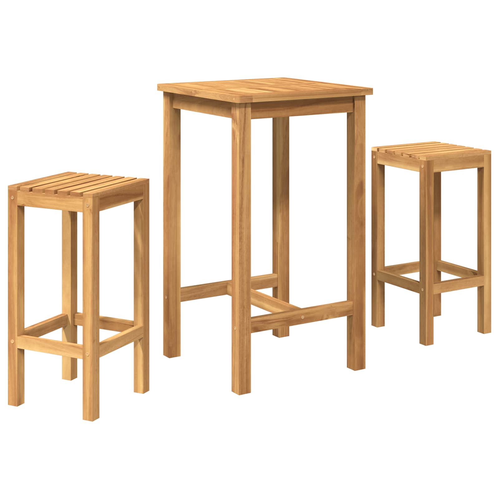 Vanjski bar set 3 pcs Neprerađeno Čvrsto teak drvo