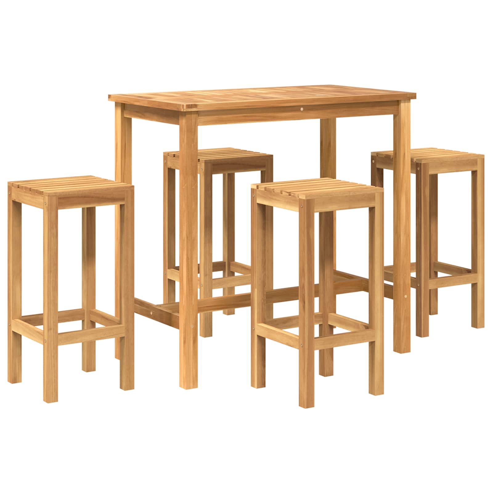Vanjski bar set 5 pcs Neprerađeno Čvrsto teak drvo