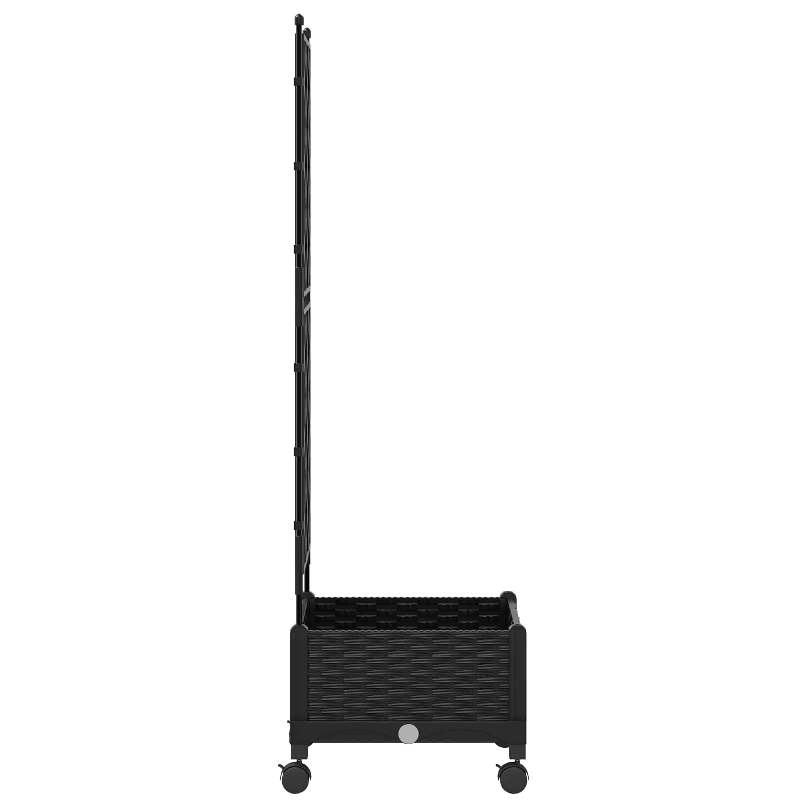 Vrtni saksija s rešetkom i kotačima Crna 40 x 40 x 131,5 cm PP