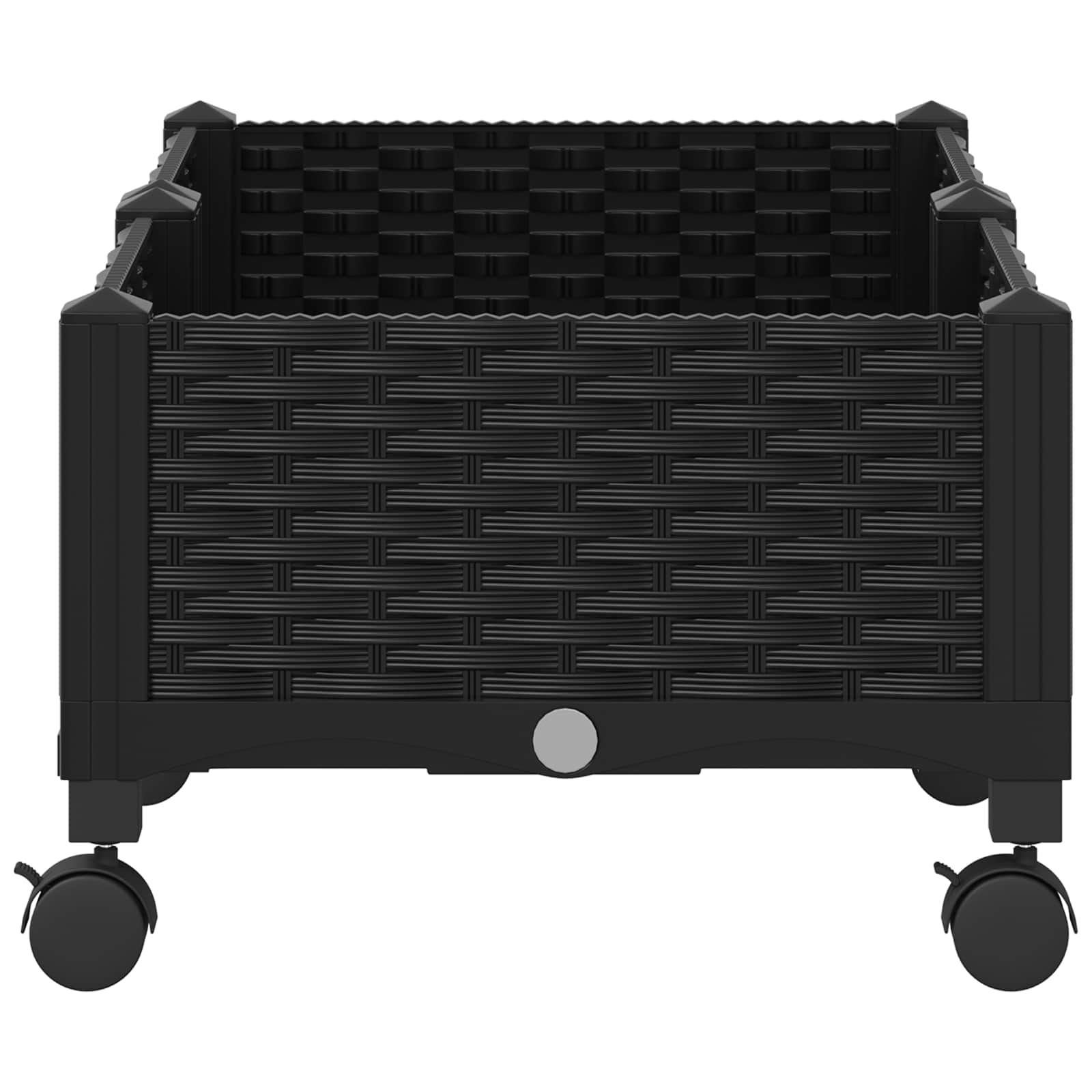 Vrtni saksija s kotačima Crna 80 x 40 x 29 cm PP
