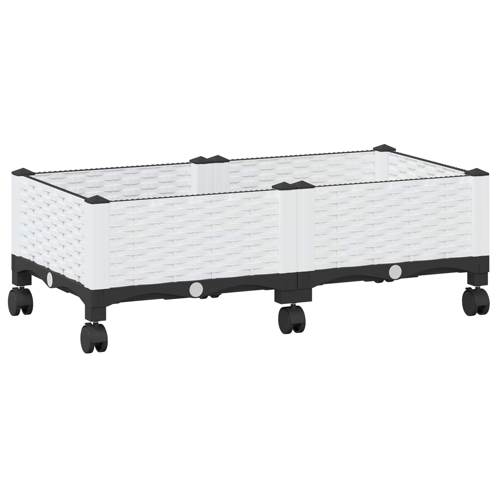 Vrtni saksija s kotačima Bijela 80 x 40 x 33 cm PP