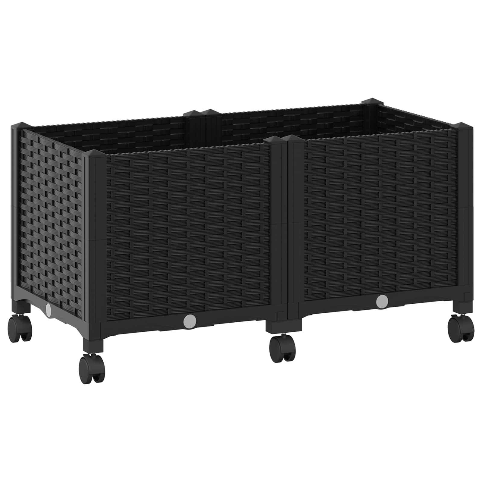 Vrtni saksija s kotačima Crna 80 x 40 x 44 cm PP