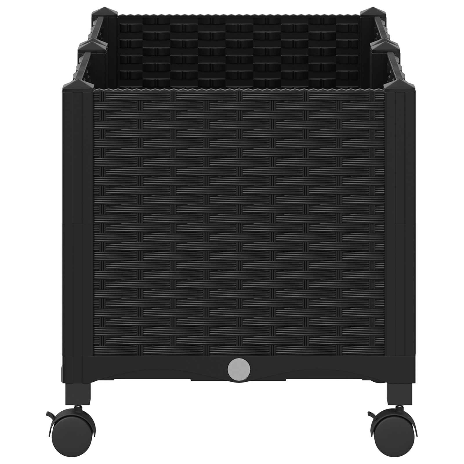 Vrtni saksija s kotačima Crna 80 x 40 x 44 cm PP