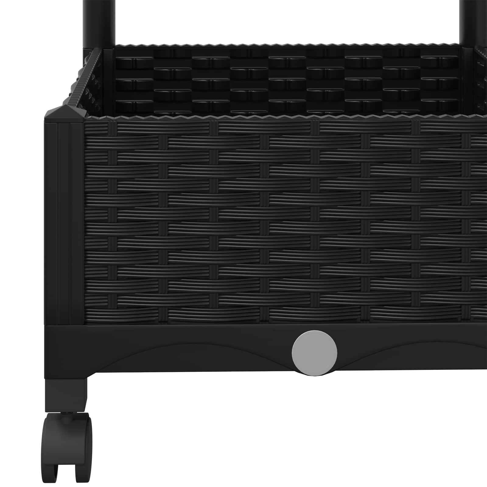 Vrtni saksija s rešetkom i kotačima Crna 80 x 40 x 131,5 cm PP