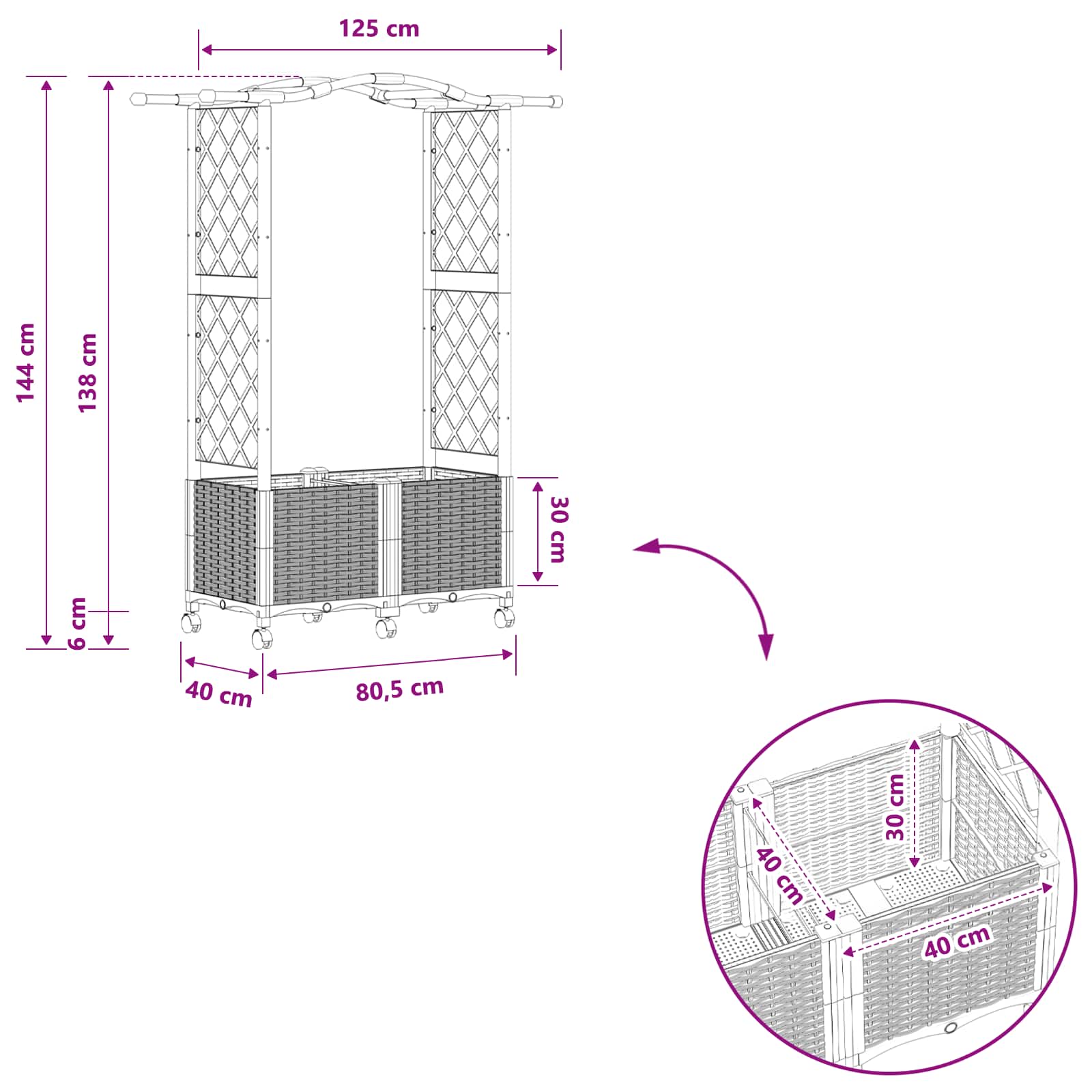 Povišeni krevet s mrežom i krovom Siva 125 x 40 x 144 cm PP